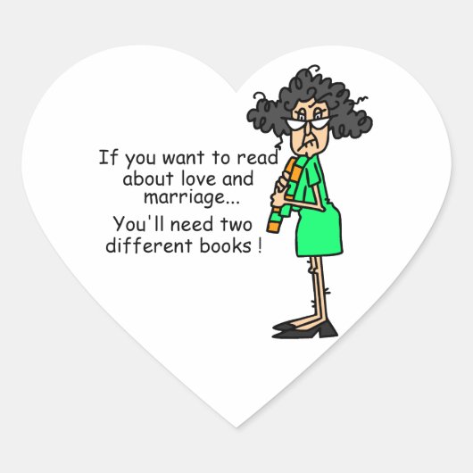 Liefde en Huwelijk Humor Hart Sticker (Voorkant)