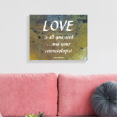 Liefde en je cosmetoloog op zwart bladgoud canvas afdruk (Insitu (Woonkamer))