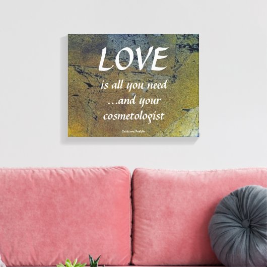 Liefde en je cosmetoloog op zwart bladgoud canvas afdruk (Insitu (Woonkamer))