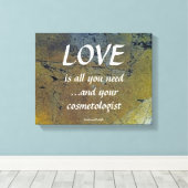 Liefde en je cosmetoloog op zwart bladgoud canvas afdruk (Insitu (Houten vloer))