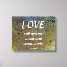 Liefde en je cosmetoloog op zwart bladgoud canvas afdruk