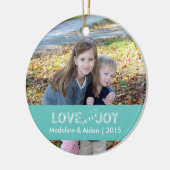 Liefde en Joy | Aangepaste fotoversiering Keramisch Ornament (Links)