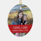 Liefde en Joy | Aangepaste fotoversiering Keramisch Ornament (Rechts)