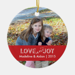 Liefde en Joy   Aangepaste fotoversiering Keramisch Ornament