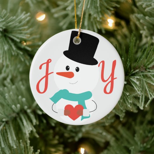 Liefde en JOY | Cute Winter Snowman Keramisch Ornament (Boom)