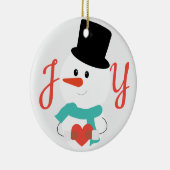 Liefde en JOY | Cute Winter Snowman Keramisch Ornament (Rechts)