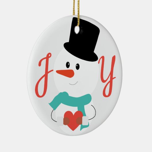 Liefde en JOY | Cute Winter Snowman Keramisch Ornament (Rechts)