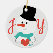 Liefde en JOY | Cute Winter Snowman Keramisch Ornament (Voorkant)