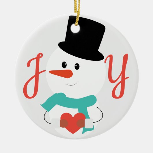 Liefde en JOY | Cute Winter Snowman Keramisch Ornament (Voorkant)