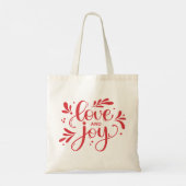 Liefde en Joy. Rood kerstscript kalligrafie Tote Bag (Achterkant)