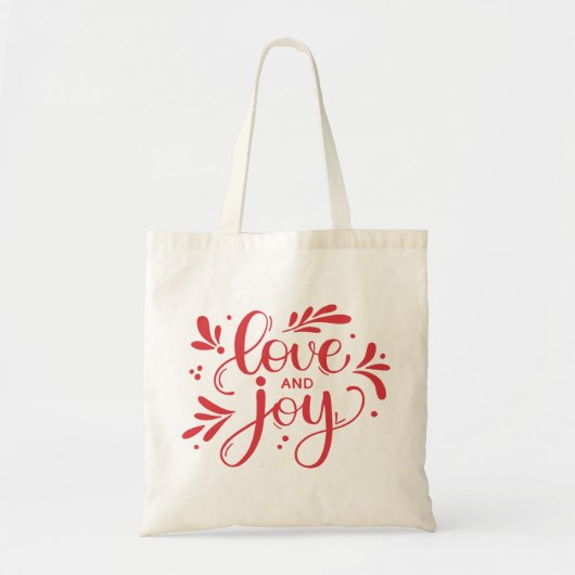 Liefde en Joy. Rood kerstscript kalligrafie Tote Bag (Voorkant)