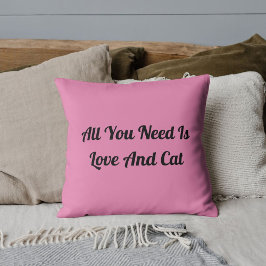 Liefde En Kat Gepersonaliseerd Licht Roze Kussen