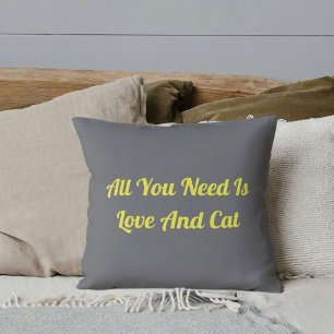 Liefde en kat gepersonaliseerd Schattige citaat gr Kussen