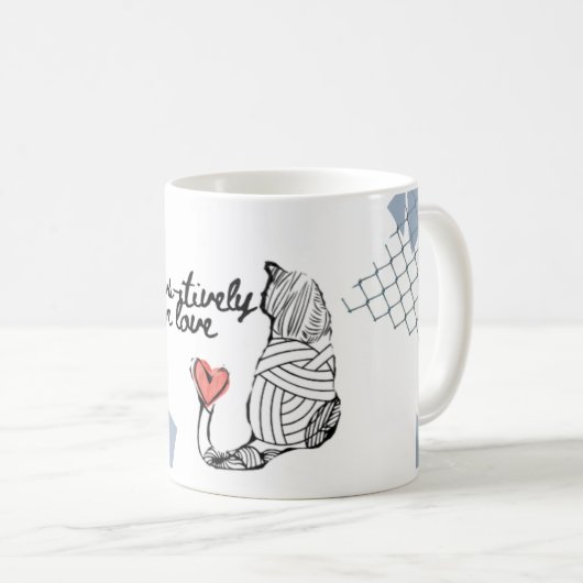 Liefde en kat thema mok thema (Voorkant rechts)