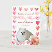 Liefde en knuffels kaart met grappige pup (Gele Bloem)