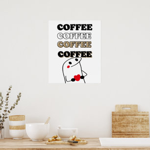 Liefde en koffie Hand getrokken karakter kunst Poster