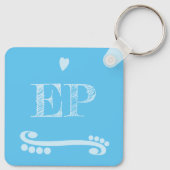 Liefde en koffie voegen initialen blauw toe sleutelhanger (Achterkant)