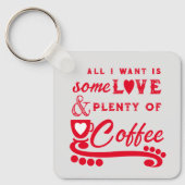 Liefde en koffie voegen initialen rood toe sleutelhanger (Voorkant)