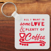 Liefde en koffie voegen initialen rood toe sleutelhanger (Voorkant)