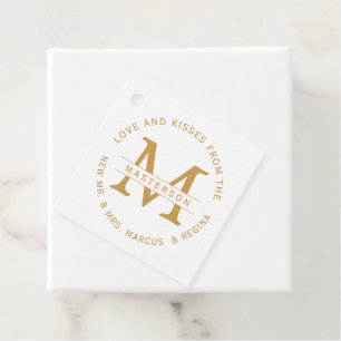 Liefde en Kusjes Monogram Echtpaar Bruiloft Bedankjes Labels