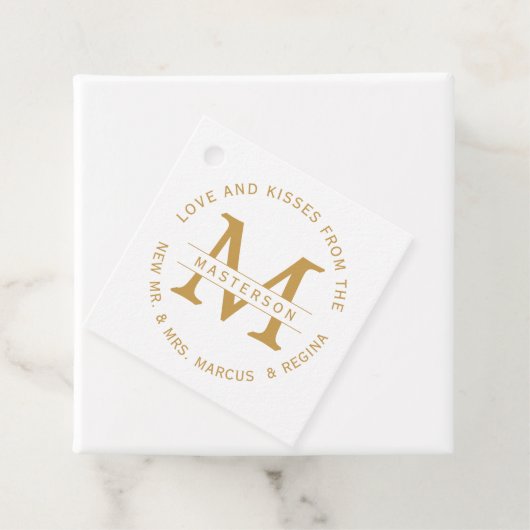 Liefde en Kusjes Monogram Echtpaar Bruiloft Bedankjes Labels (In situ)