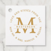 Liefde en Kusjes Monogram Echtpaar Bruiloft Bedankjes Labels (Voorkant)