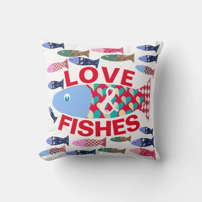 Liefde en Kusjes of Vissen kustharten Kussen (Voorkant)