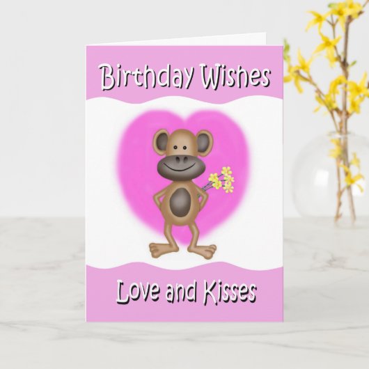 Liefde en Kusjes Verjaardag Kaart (Gele Bloem)