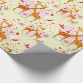 Liefde en kussen Giraffes Cadeaupapier (Hoek)