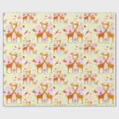 Liefde en kussen Giraffes Cadeaupapier (Vlak)