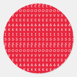 liefde en kussen, leuk rood wit tekstontwerp ronde sticker