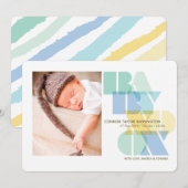 Liefde en kussen Typografie Baby Jongen Foto Geboo Aankondiging (Voorkant / Achterkant)