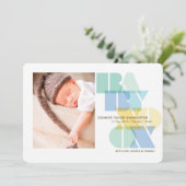 Liefde en kussen Typografie Baby Jongen Foto Geboo Aankondiging (Staand voorkant)