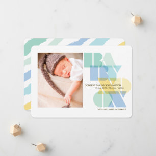 Liefde en kussen Typografie Baby Jongen Foto Geboo Aankondiging