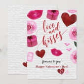 Liefde en kussen Valentijnsdag Kaart (Voorkant / Achterkant)