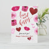 Liefde en kussen Valentijnsdag Kaart (Staand voorkant)