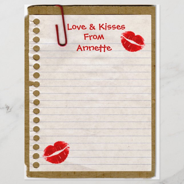 Liefde en kussen van... Cute Letterhead (Voorkant)