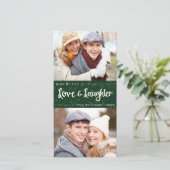 Liefde en Lach Verticale Vakantie Fotokaart Feestdagenkaart (Staand voorkant)