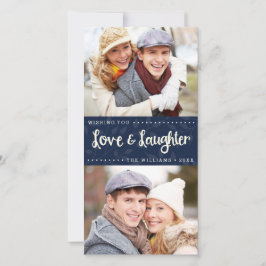 Liefde en Lach Verticale Vakantiefotokaart Feestdagenkaart