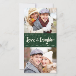Liefde en Lachen Verticale Vakantie Fotokaart Feestdagenkaart