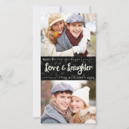 Liefde en Lachen Verticale Vakantiefotokaart Feestdagenkaart