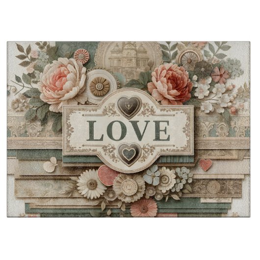 LIEFDE en lagen van bloemen snijplank (Voorkant)