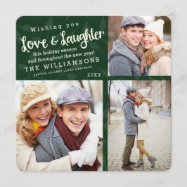 Liefde en Laughter Holiday Photo Card / Green Feestdagenkaart