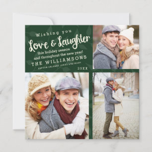 Liefde en Laughter Holiday Photo Card / Green Feestdagenkaart
