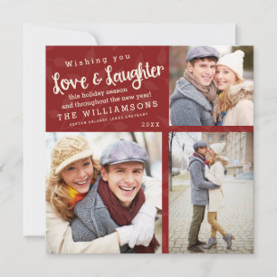 Liefde en Laughter Holiday Photo Card / Red Feestdagenkaart