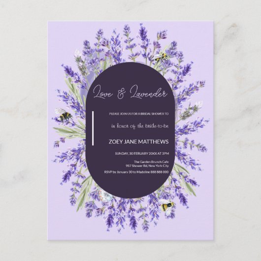 Liefde en Lavendel | Budget Vrijgezellenfeest Invi Briefkaart (Voorkant)