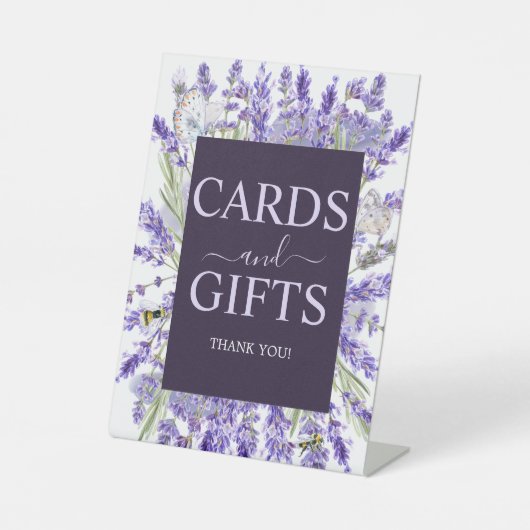 Liefde en Lavendel | Elegante bloemengeschenken &  Reclamebord Met Voetstuk (Voorkant)