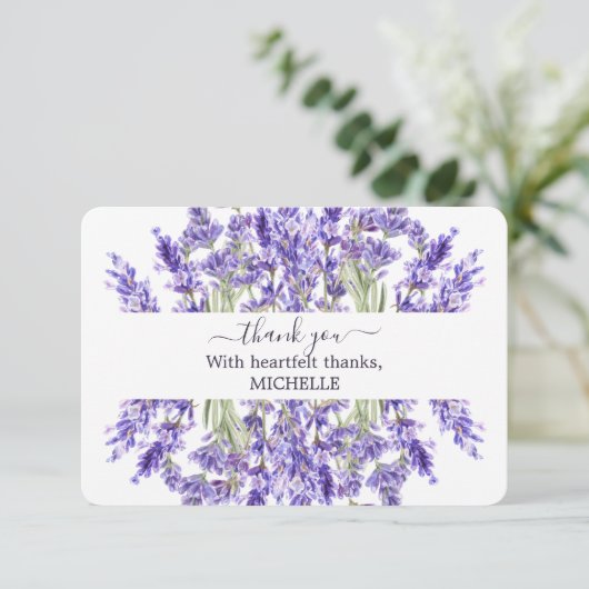 Liefde en Lavendel | Elegante bruids bedankkaart (Staand voorkant)