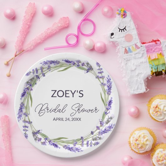 Liefde en Lavendel | Elegante Waterverf Bloemen Papieren Bordje (Feest)