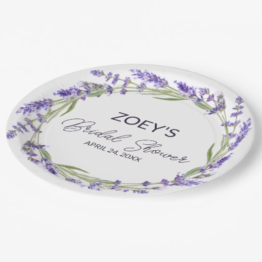 Liefde en Lavendel | Elegante Waterverf Bloemen Papieren Bordje (Gekanteld)